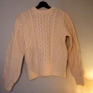 Frank and Oak Wool Blend Cable Sweater in Cream